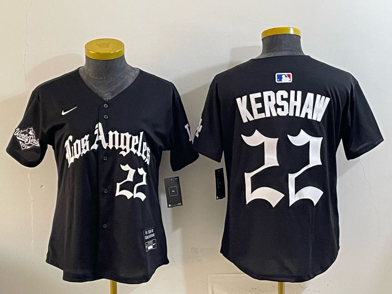 Women Los Angeles Dodgers #22 Kershaw Black 5th Jointly Name 2026 Nike MLB Jersey style 05